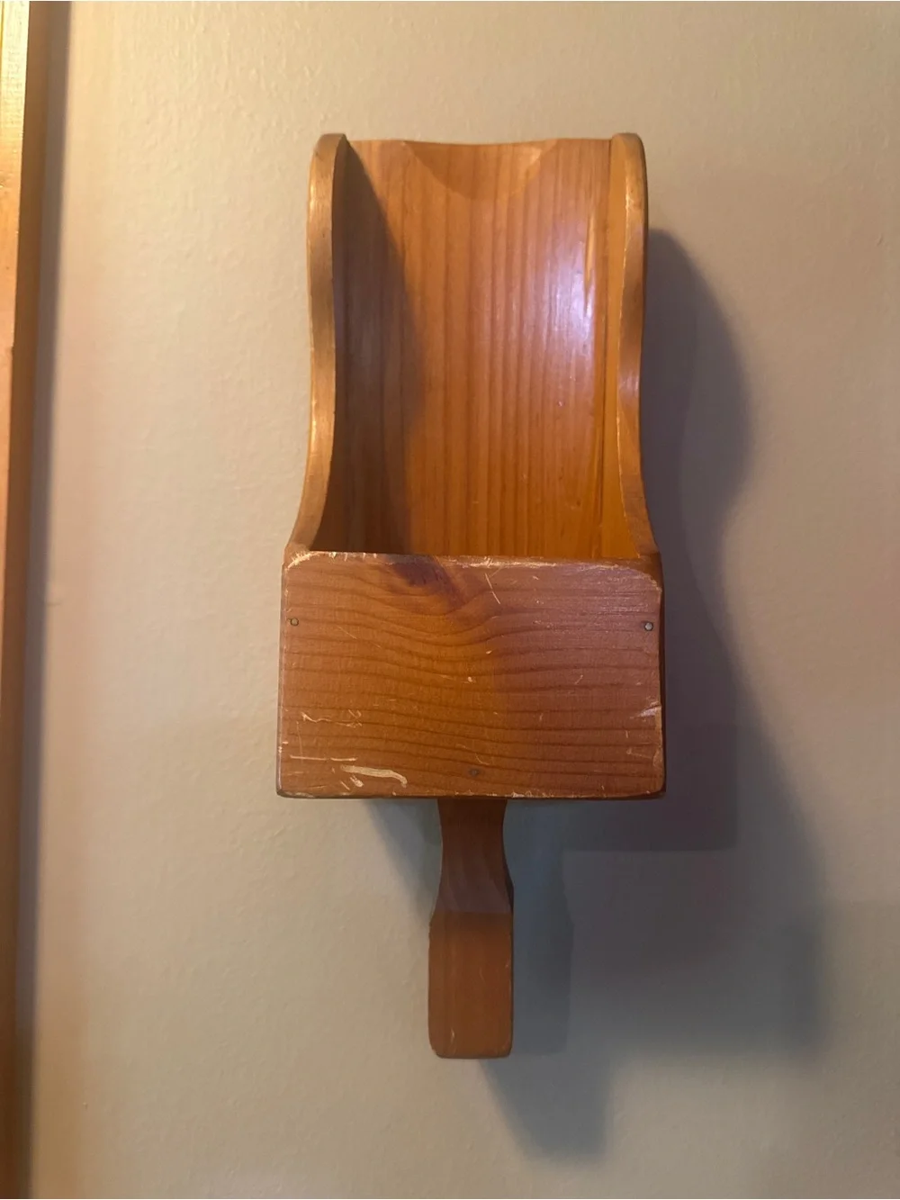 Wood Wall Pocket Shelf - Natural Brown